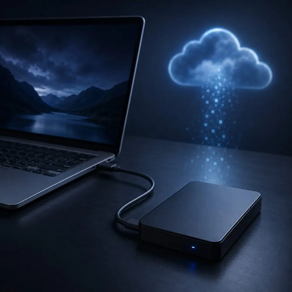 Automated data backup to an external drive and the cloud