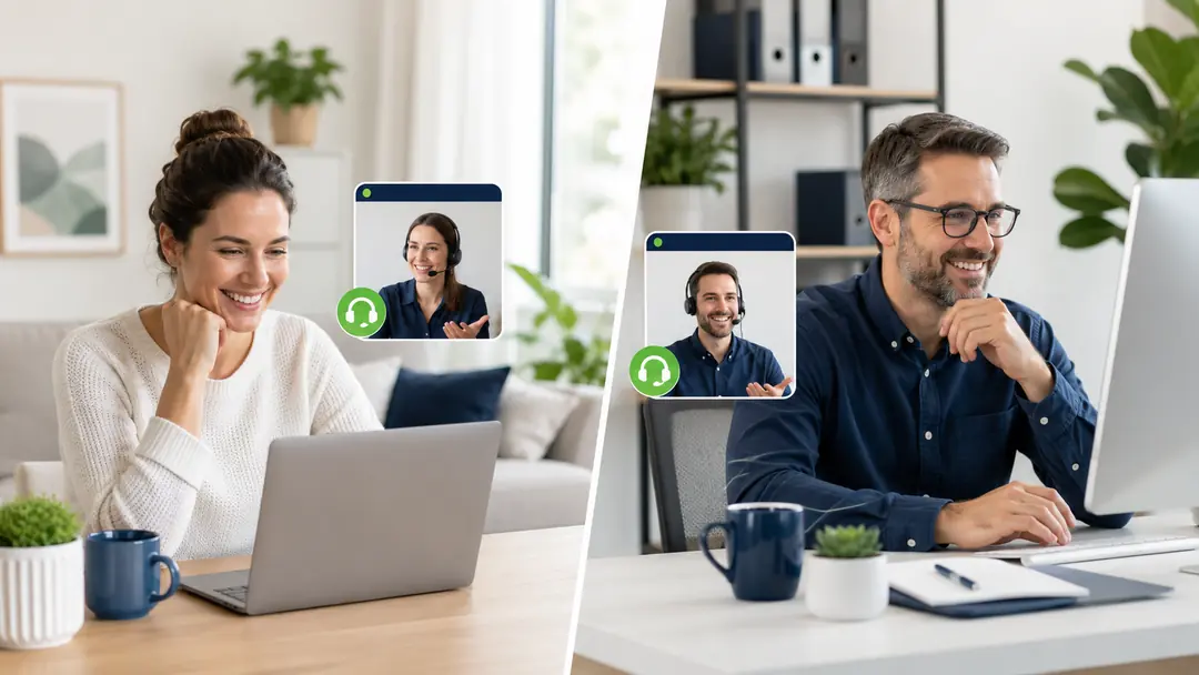 Home and business users on a remote support video session