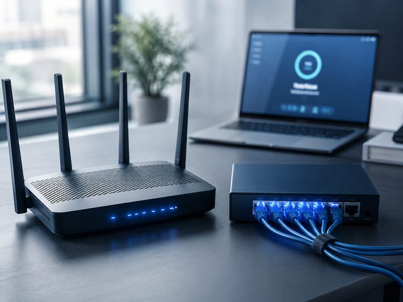 Wi-Fi router and network equipment being set up