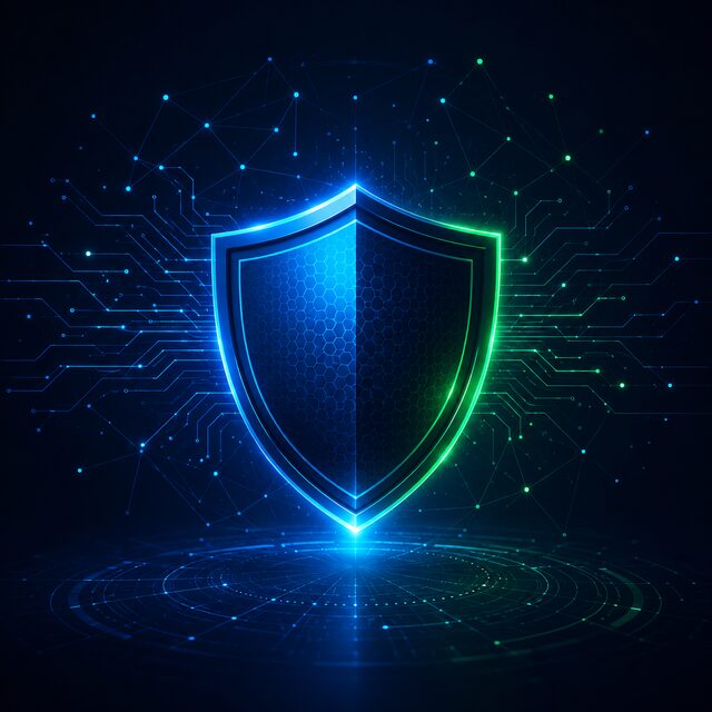 Digital shield representing data security and privacy